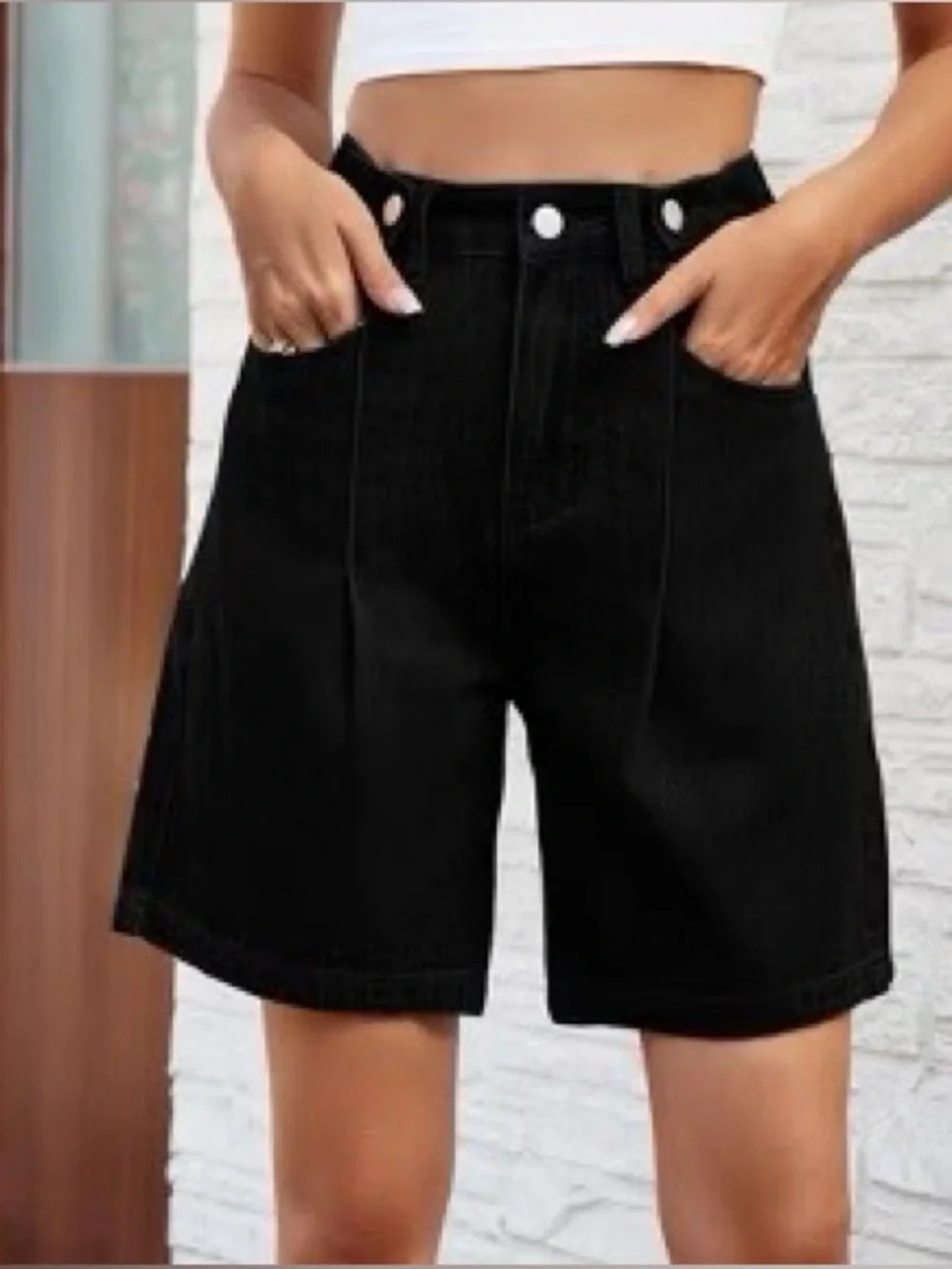 Women’s black denim shorts - stretchy